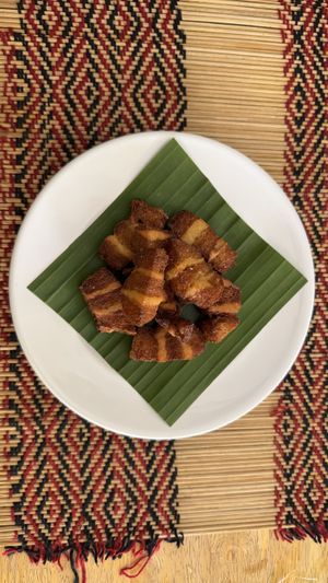 Crispy vegan “pork”, interesting 😃  at Vegan Heaven in Chiang Mai