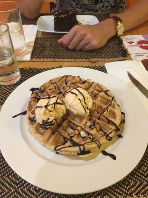 Amazing vegan waffles and icecream! at Vegan Heaven in Chiang Mai