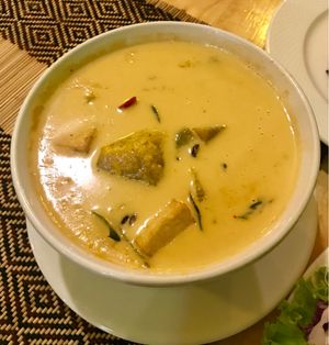 Best pumpkin curry in Chiangmai! Big portion, perfect for sharing at Vegan Heaven in Chiang Mai