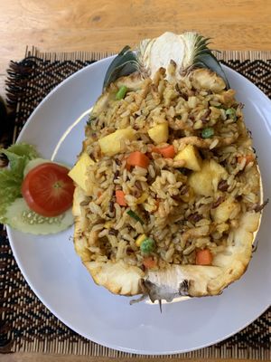 Pineapple fried rice at Vegan Heaven in Chiang Mai