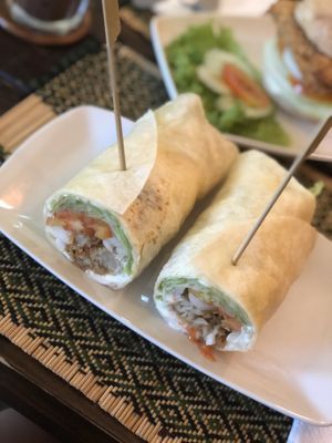 Crispy ‘chicken’ wrap at Vegan Heaven in Chiang Mai
