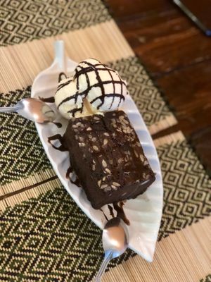 This was by far the best brownie ever!!! Couldn’t even finish it we were so full. at Vegan Heaven in Chiang Mai