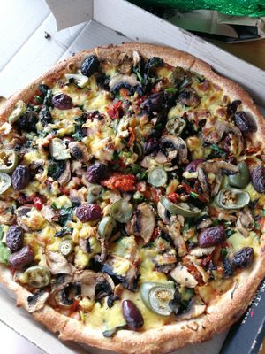 Pizza with extra jalapeños at Hell Pizza in Taupo