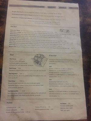 Menu 2 at Teteria India in Barcelona