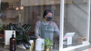 Sheild for covid 19 safety precautions at Frankie & Jo's - Capitol Hill in Seattle