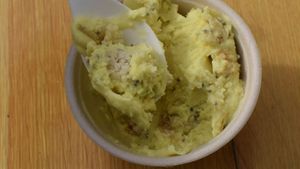 Lemon chia seed ice cream, has lemon olive oil cake pieces inside at Frankie & Jo's - Capitol Hill in Seattle