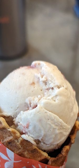Strawberry Celebration Cake
Creamy vanilla ice cream blended with fluffy, moist strawberry cake and swirls of mouthwatering strawberry jam throughout. at Frankie & Jo's - Capitol Hill in Seattle