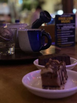 Raw vegan cake and ginger tea  at Sayuri Healing Food in Ubud