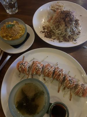 pad thai, max and cheese, sushi   at Sayuri Healing Food in Ubud