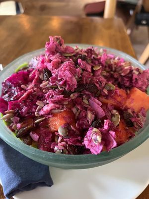 Smoothie bowl with pink granola  at Sayuri Healing Food in Ubud