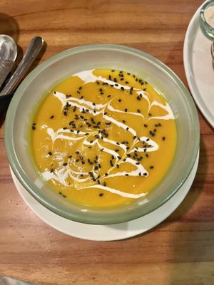 Pumpkin soup  at Sayuri Healing Food in Ubud
