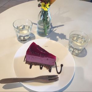 raw blueberry cheesecake  at Sayuri Healing Food in Ubud