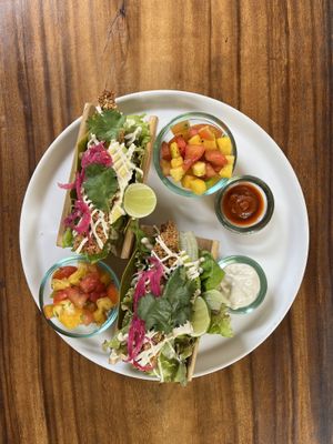 Great banana flower taco! (Though for me personally it was too fried and wrap too many ingredients in, but flavour was REALLY good 😋)  at Sayuri Healing Food in Ubud