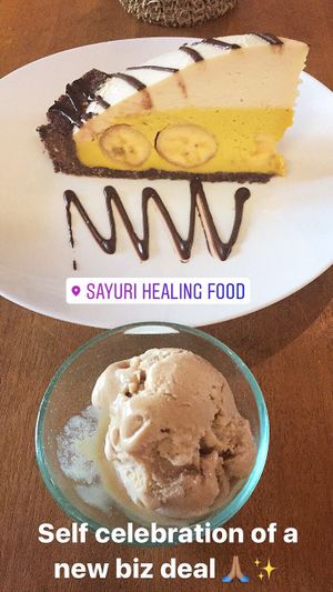 banana dream pie and coffee ice cream at Sayuri Healing Food in Ubud