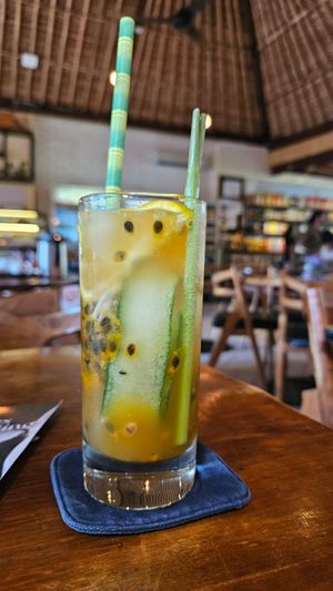 Passion fruit mocktail at Sayuri Healing Food in Ubud