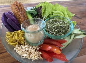 The best marinated tempeh I’ve ever had and the Gomashio seasoning … wow. 10/10 for freshness of the veges, taste and portion size.   at Sayuri Healing Food in Ubud