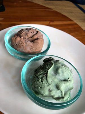 The spirulina choco chip ice cream was delicious! at Sayuri Healing Food in Ubud