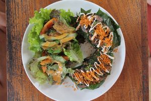 Raw vegan pizza  at Sayuri Healing Food in Ubud