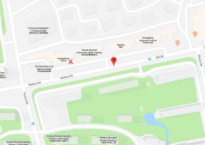 red cross is where the restaurant actually is at Cun Cao Xin Yi Zu Mu Vegetarian in Shanghai