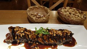 Sweet eggplant at Cun Cao Xin Yi Zu Mu Vegetarian in Shanghai