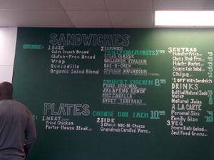 Menu board. Plates unavailable at soft opening. Grand opening January 15 with full menu available then. at The Veg Hub in Oakland
