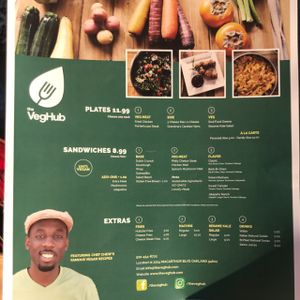 their menu  at The Veg Hub in Oakland