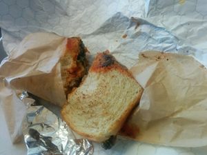 Tasty Classic Chickn melt on Sourdough bread at The Veg Hub in Oakland
