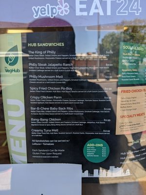 Menu at The Veg Hub in Oakland