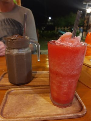 Watermelon and Energy shakes at Happy Veggie in Koh Lanta