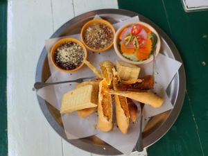 Mixed Thai Appetizer Platter 🙂  amazing!!!! at Happy Veggie in Koh Lanta