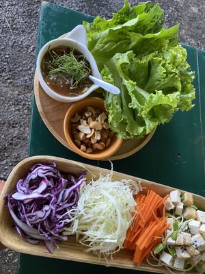 Raw tofu lettuce tacos   at Happy Veggie in Koh Lanta