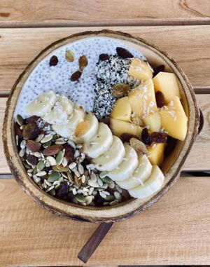 Choco smoothie bowl (GF version)  at Happy Veggie in Koh Lanta