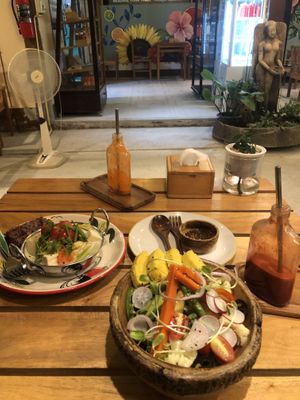 Salad and Tom Kha  at Happy Veggie in Koh Lanta