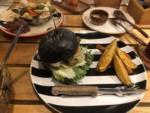 Vegan burger  at Happy Veggie in Koh Lanta