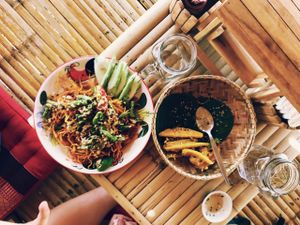fried papaya salat at Happy Veggie in Koh Lanta