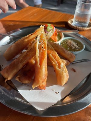 Samosas. So good!!  at Happy Veggie in Koh Lanta