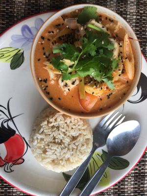 Tom yum soup at Happy Veggie in Koh Lanta