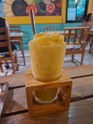 Mango passionfruit smoothie at Happy Veggie in Koh Lanta