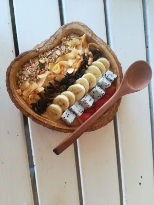 Smoothie bowl. 180 baht, not on the menu. at Happy Veggie in Koh Lanta
