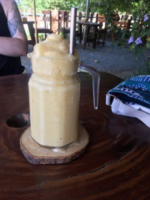 Mango tango smoothie - it’s huge!! at Happy Veggie in Koh Lanta