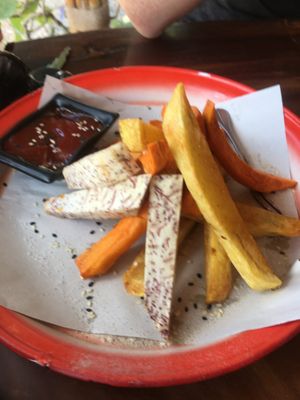 French fries - 3 different types of potato 😋 at Happy Veggie in Koh Lanta