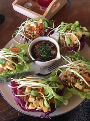 Raw Thai tacos at Happy Veggie in Koh Lanta