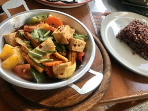 Stir fry tofu with cashew nuts at Happy Veggie in Koh Lanta