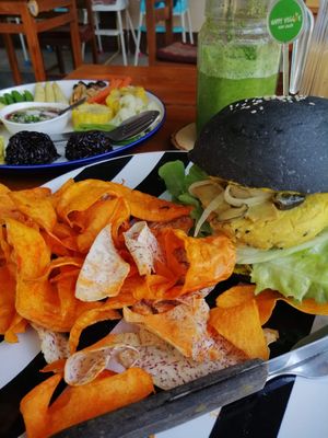 Tofu burger at Happy Veggie in Koh Lanta