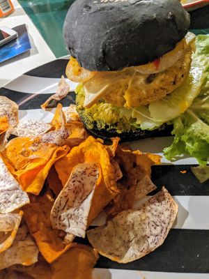 Tofu burger at Happy Veggie in Koh Lanta