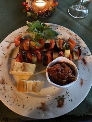 Vegetable skewers  at Aubergine in Fulda