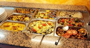 Sunday buffet (2/2): vegetables, gnocchi, tofu ragout, soy cream & sth non-veg at Aubergine in Fulda