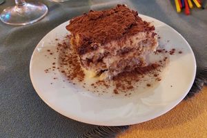 Vegan Tiramisu (a bit bland) at Aubergine in Fulda
