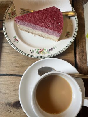 Vegan raw raspberry cake  at Green Refectory in Brunswick