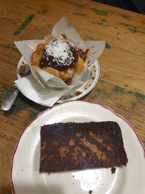 Banana choc chip muffin $5.00 and Black bean brownies $3.50 at Green Refectory in Brunswick